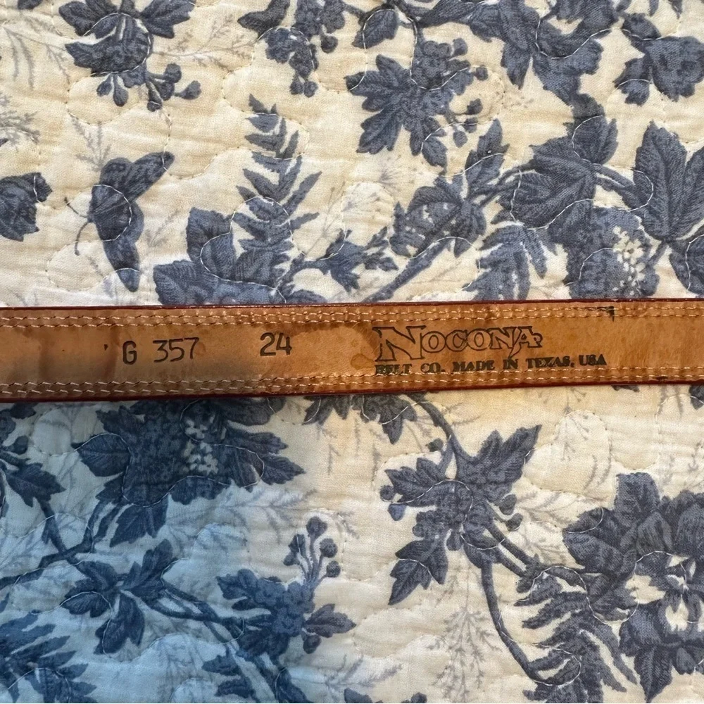 Nocona Belt Leather Red Western with Silver Hardware Size 21” - 24 1/2”
